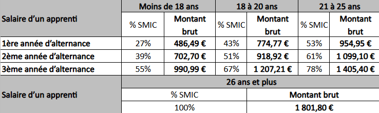 grille salariale apprentissage